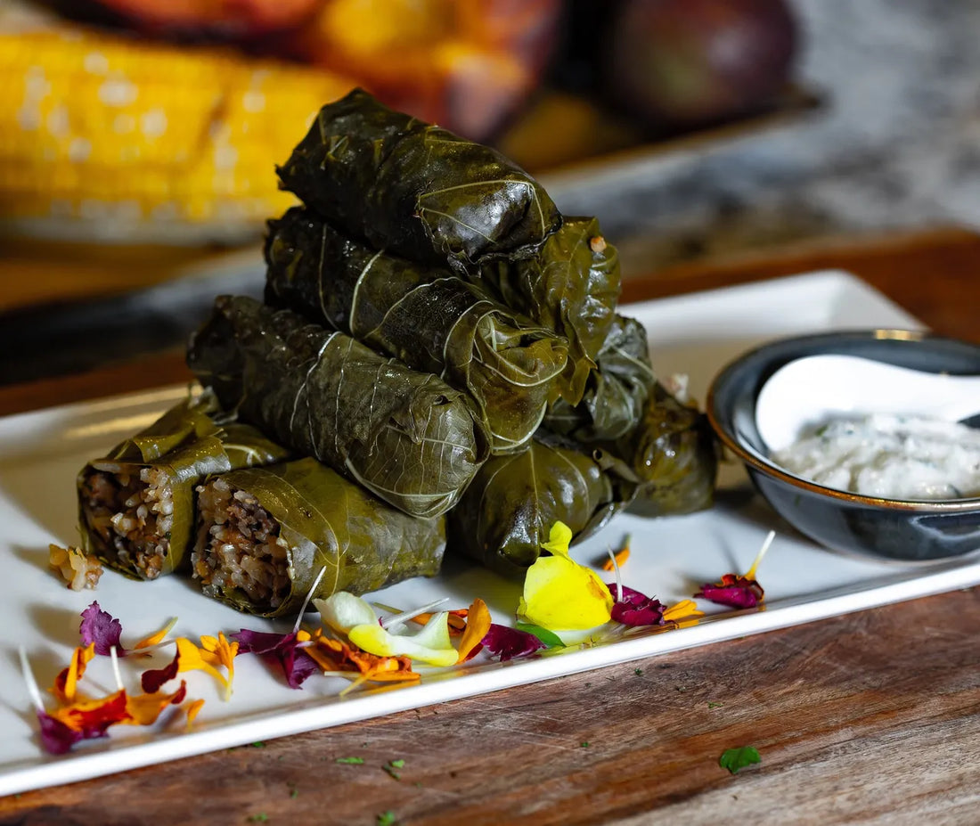 Dolmas with Cashew Mint Tzatziki