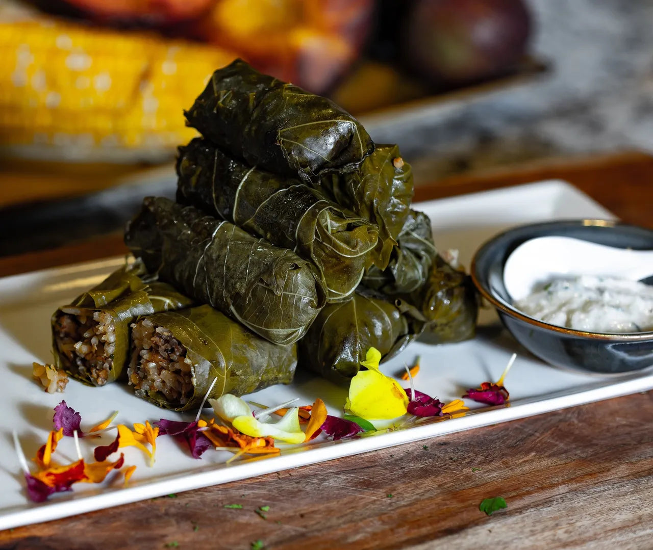 Dolmas with Cashew Mint Tzatziki